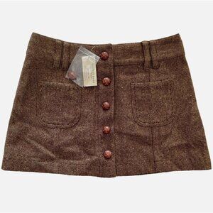 NWT! NEW VINTAGE Y2K AMERICAN EAGLE AE BROWN TWEED WOOL WINTER MINI SKIRT SIZE 0